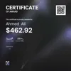 Ahmed , $462.92 Payout Certificate