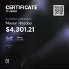 Mason, $4,301.21 Payout Certificate
