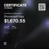 Bhuvanesh,  $1,670.55 Payout Certificate