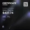 Aarav, $437.74 Payout Certificate