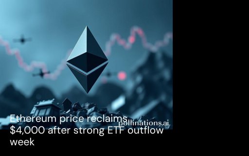 El precio de Ethereum recupera los $4,000 tras una fuerte semana de salida de ETF