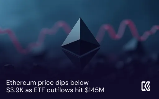 이더리움 가격 $3,900 아래로 하락, ETF 순유출 $1억 4,500만 달러 기록