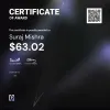 Suraj, $63.02 Payout Certificate