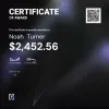 Noah , $2,452.56 Payout Certificate
