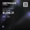 Neil, $1,136.31 Payout Certificate