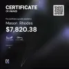 Mason , $7,820.38 Payout Certificate